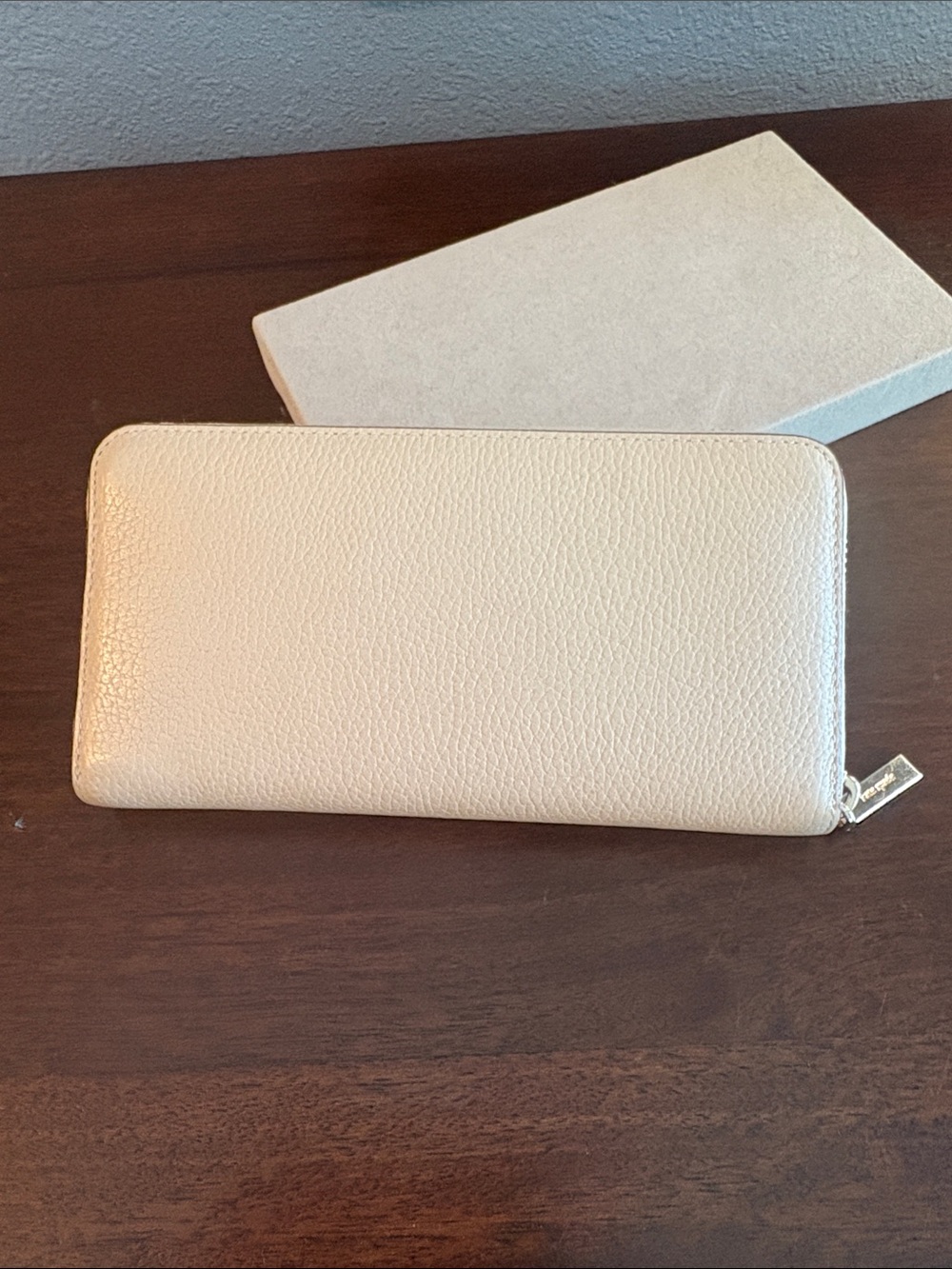 kate spade Cream and White Pebbled Leather Zip Wallet - Picture 7 of 17